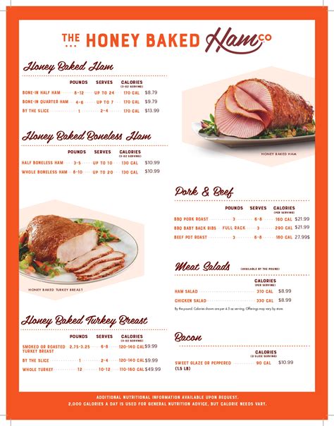 The HoneyBaked Ham Company menu